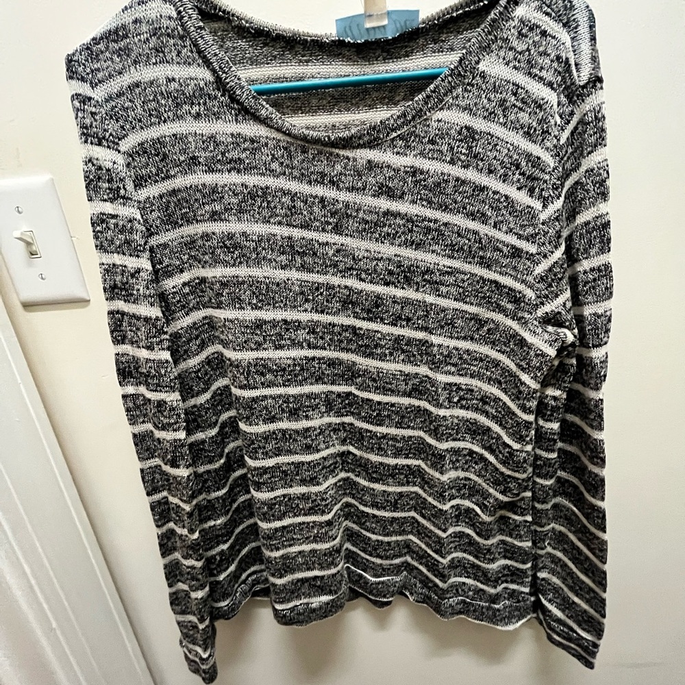 Grey and white stripped sweater